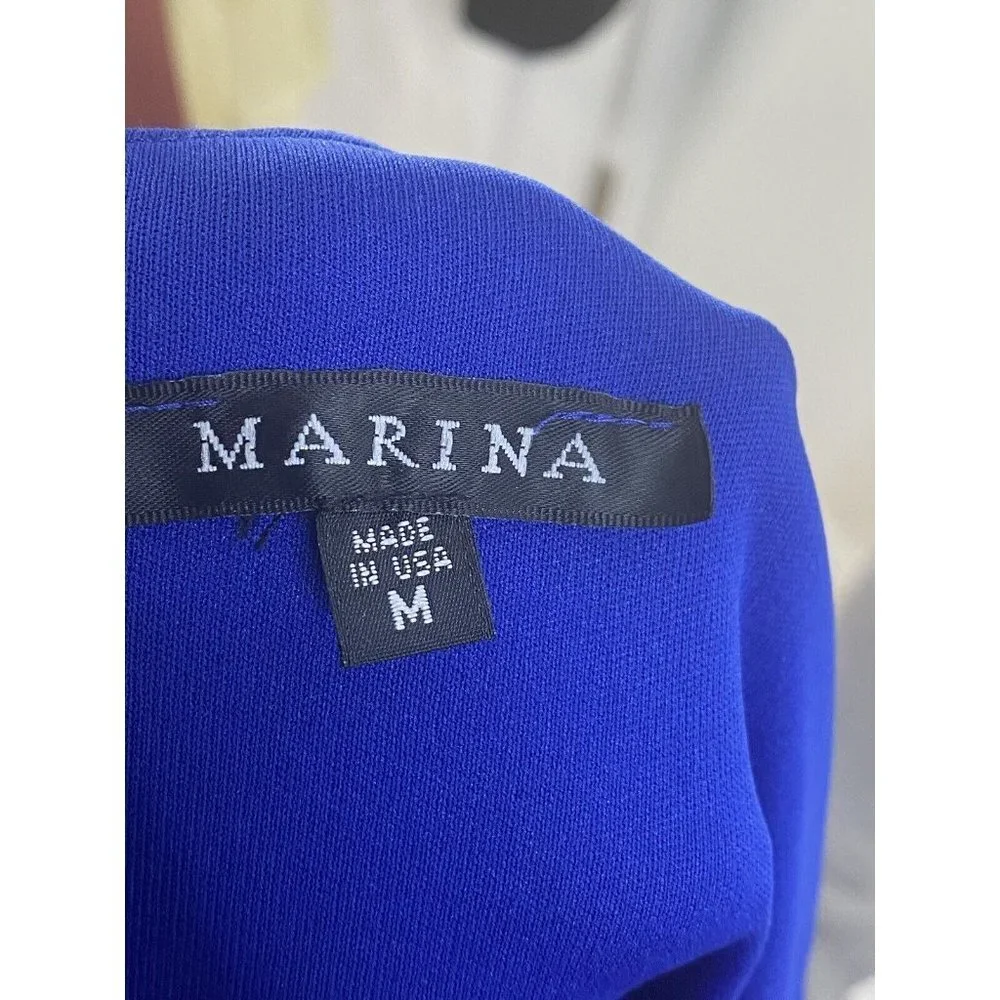 Marina Womens Cobalt‎ Blue Knee Length Sleeveless Twist L Draped Dress Size M